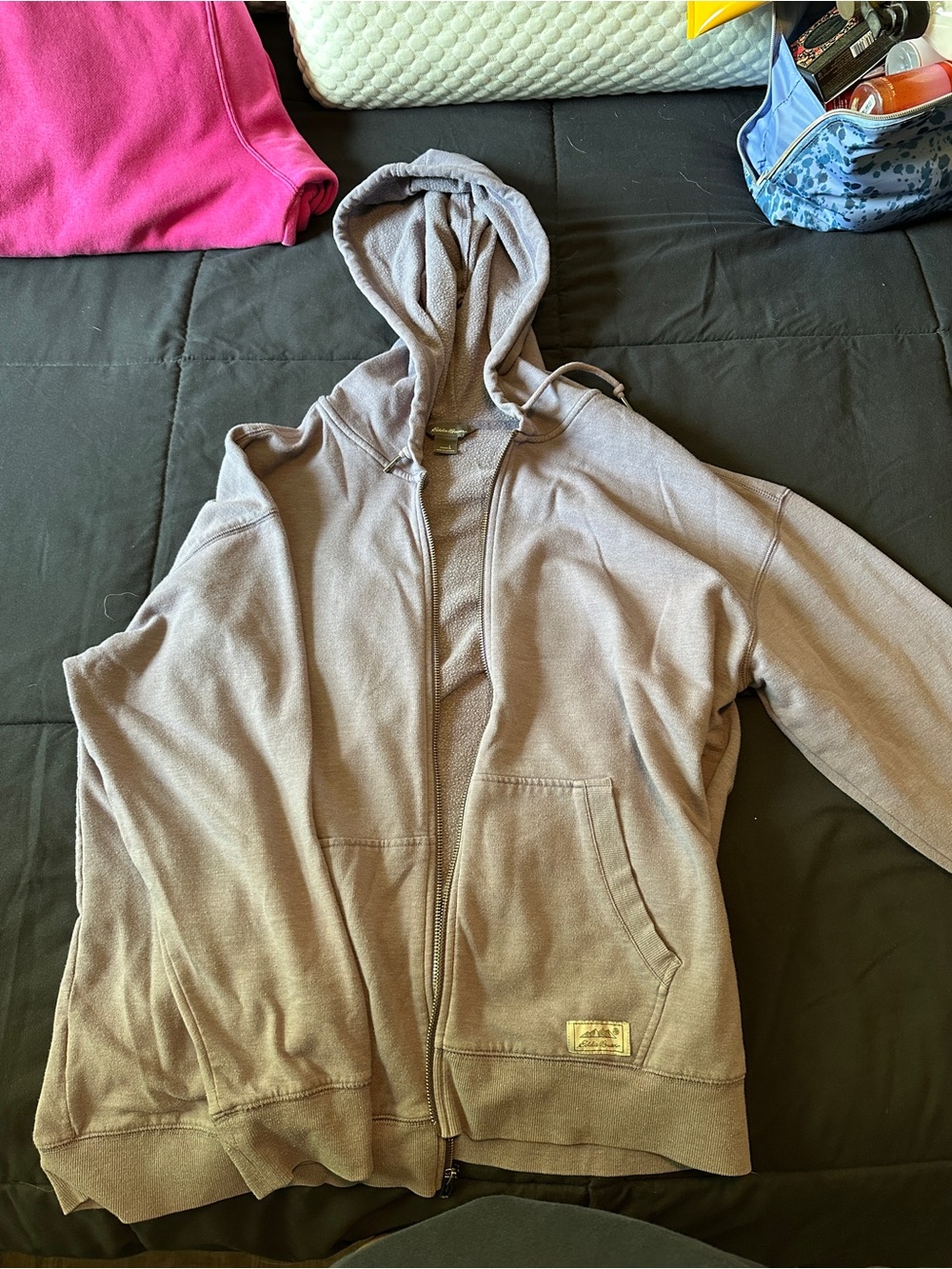 Eddie Bauer Light Taupe Hooded Zip Sweatshirt